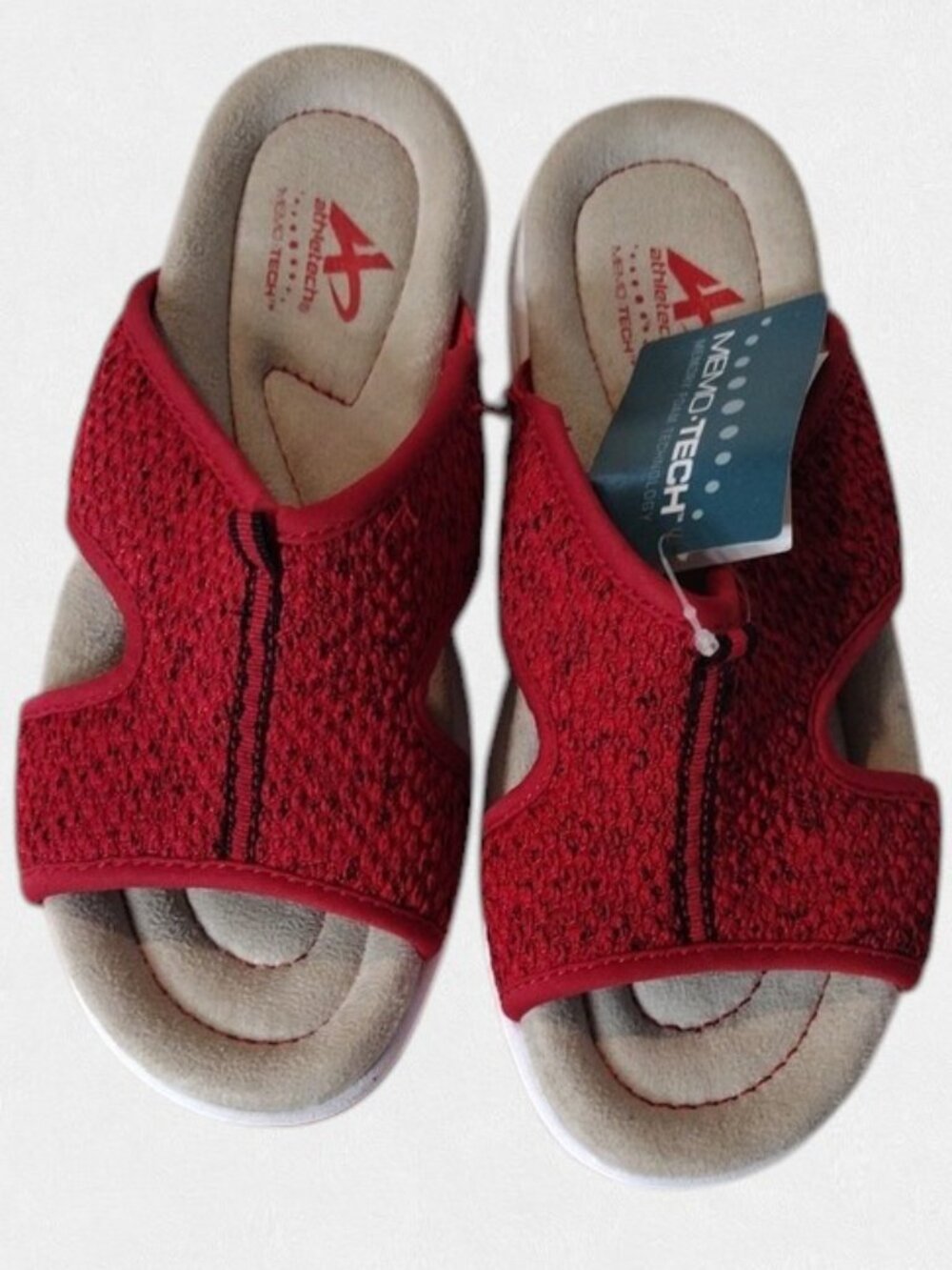 NWT Athletech Heathered Red Women's Knit Lighweigth Slide Sandals Size 6